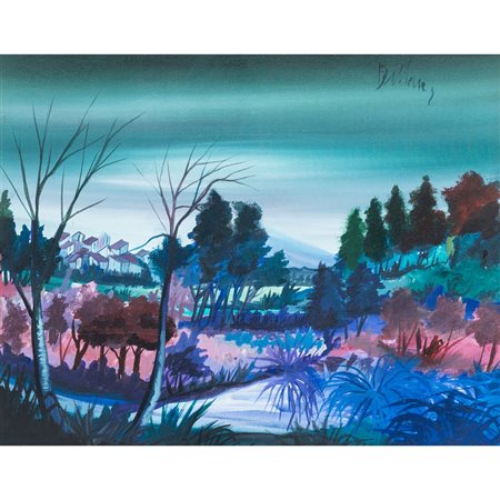 PITTORE DEL XX SECOLO, Paesaggio, Olio su tela