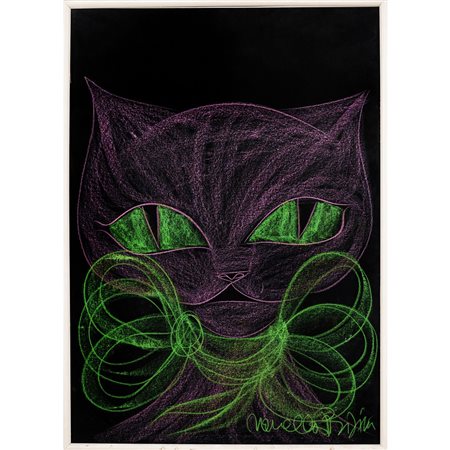 NOVELLA PARIGINI, Tempera su cartoncino nero