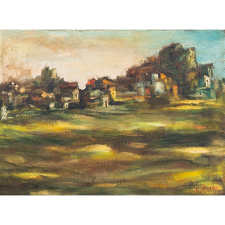 GUIDO BUSON, Paesaggio, Olio su tela juta