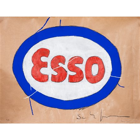 MARIO SCHIFANO, Serigrafia materica su carta da pacchi e smalti