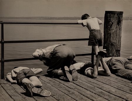 Arrigo Orsi (1897 - 1968)  - Intenti alla pesca - fishermen, 1940s