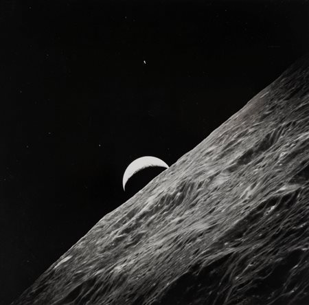 NASA (XX sec.)  - Apollo 17, Crescent earthrise prior to TEI, lunar farside in foreground, 1972
