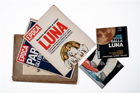 45 giri Una voce dalla luna, rivista Neil Armstrong e due riviste Epoca