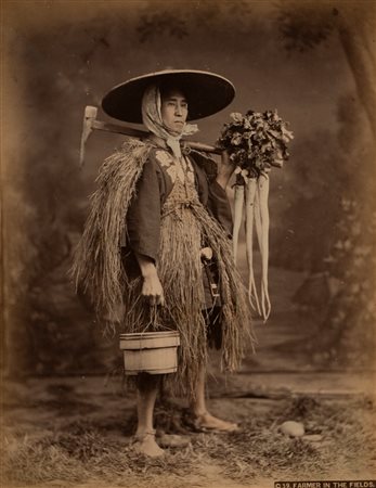 Scuola di Yokoama (XIX sec. XX sec.)  - Farmer in the fields, 1880s