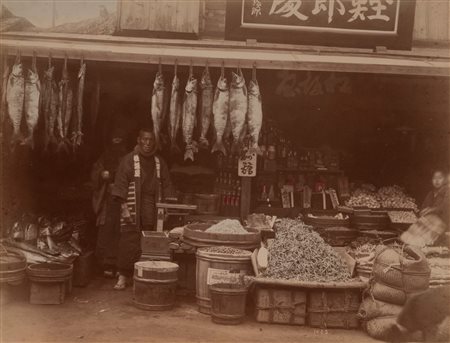 Scuola di Yokoama (XIX sec. XX sec.)  - Senza titolo (Pescivendolo), 1880s
