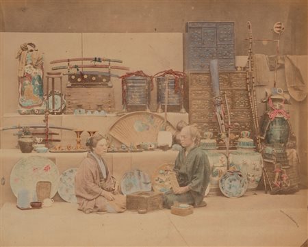 Scuola di Yokoama (XIX sec. XX sec.)  - Senza titolo (Venditori di katane), 1880s