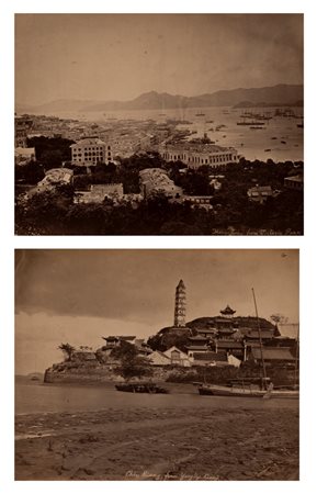 Anonimo - Hong Kong from Victoria Park ; Chin Kiang, from Yangtze Kiang, 1880s/1890s
