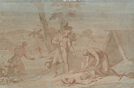 Scuola emiliana del XVIII secolo Scena biblica penna, inchiostro bruno e...