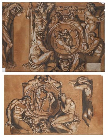 Scuola italiana del XVIII secolo Apollo e Marsia - Omnia vincit Amor Penna,...