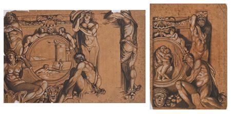 Scuola italiana del XVIII secolo Salmaci ed Ermafrodito - Ero e Leandro...