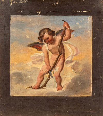 Scuola toscana seconda metà del XIX secolo Recto: Studio di Amore che tende...