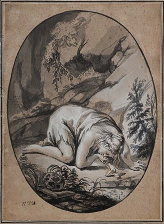 Scuola emiliana del XVIII secolo Maddalena penna, inchiostro bruno e...