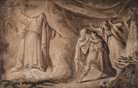 Scuola olandese del XVIII secolo Studio per scena di stregoneria Pietra nera,...