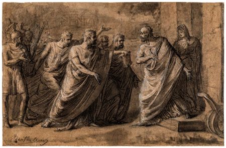 Jean-Simon Berthélemy Studio di scena romana Matita, carboncino e biacca su...