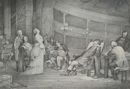 Scuola toscana del XIX secolo Recto: Scena teatrale - Verso: Dante e Virgilio...