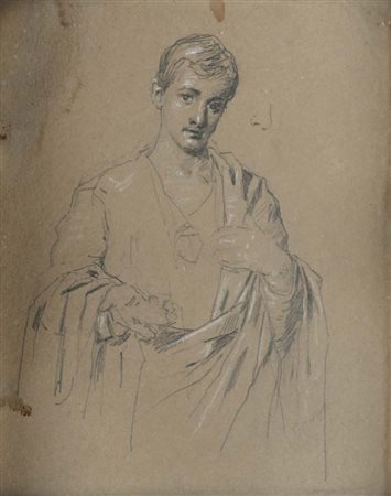 Scuola neoclassica italiana Ritratto di giovane Napoleone Matita su carta mm...