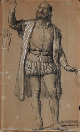 Scuola toscana del XIX secolo Studio di figura antica con studio di mano...