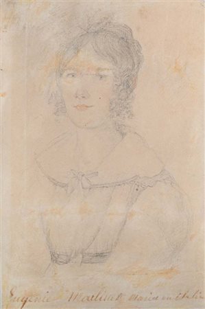 Scuola francese del XIX secolo Ritratto di Eugenie Mouliuet Punta d'argento...