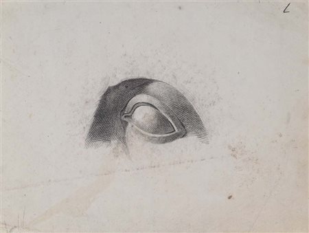 Pittore accademico del XIX secolo Studio di occhio Matita su carta mm 220x280...
