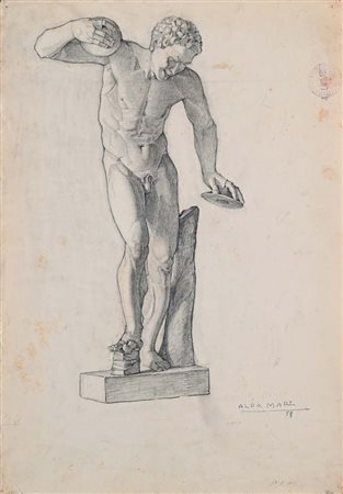Aldo Marzi Studio di fauno dall'antico Matita e carboncino su carta mm...
