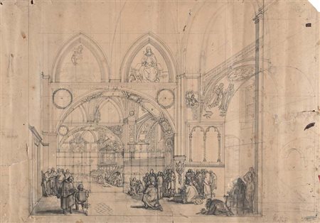 Cesare Maffei Recto: Studio per affresco a Siena - Verso: Studi geometrici...