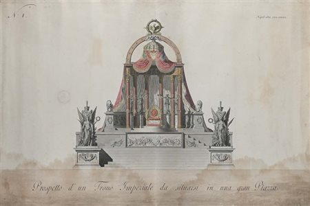 Scuola Italiana del XIX secolo Prospetto d'un Trono Imperiale da situarsi in...