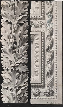 Pietro Loli Piccolomini Studio per fregio architettonico Tempera su carta mm...