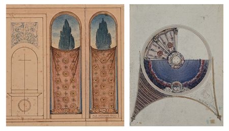 Anto Ricci Studio di Vetrata - Studio per Cupola Matita e acquarelli su carta...