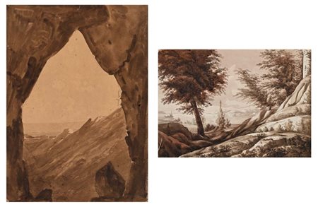 Charlotte-Napoléone Bonaparte Veduta campestre - Veduta montana China, penna,...