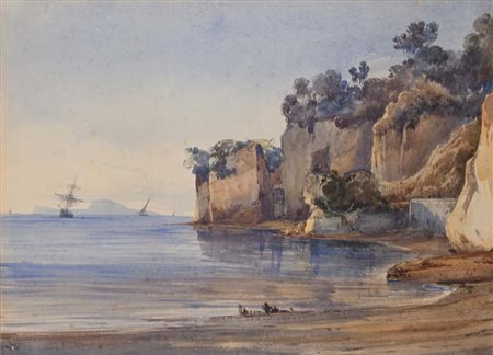 Scuola Napoletana del XIX secolo Veduta del Golfo di Napoli Inchiostri...