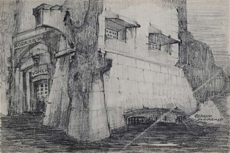 Alfredo Biagini The Fall of the House of Usher Matita e carboncino su carta...