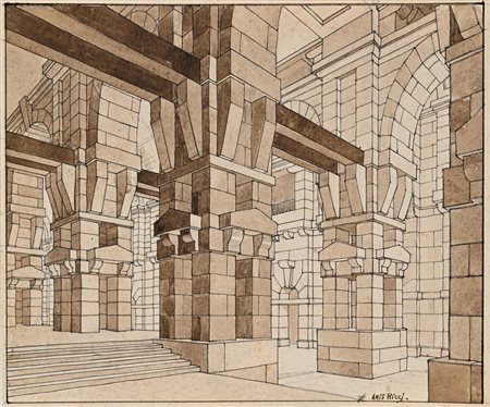 Anto Ricci Studio Architettonico Penna e acquerello su carta mm 220x260...