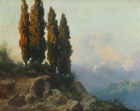 Coriolano Vighi Veduta dei colli bolognesi Pastelli su carta mm 500x630 - con...