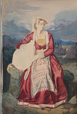 Louis Léopold Robert Studio di ciociara Acquarelli su carta mm 450x300 - con...