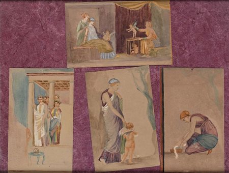 Charlotte-Napoléone Bonaparte Scene Pompeiane Matita e inchiostri...