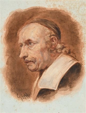 Scuola tedesca del XIX secolo Ritratto di cardinale Pastello su carta mm...