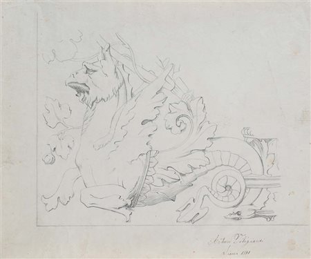 Arturo Viligiardi Studio di Grifone Matita su carta mm 330x400 Firmato e...