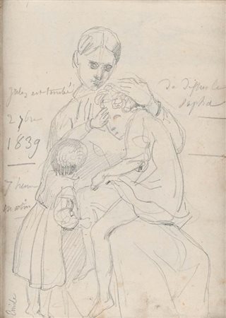 Scuola francese del XIX secolo Recto: Ritratto di famiglia - Verso:...