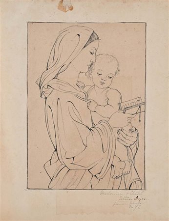 William Dyce Madonna con Bambino China su carta mm 150x105 - con...