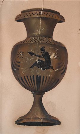 Scuola Italiana del XIX secolo Studio di vaso etrusco Tempera su carta mm...