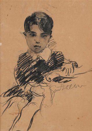 Guido Tallone Ritratto di fanciullo carboncino su carta mm 297 x 210 - in...