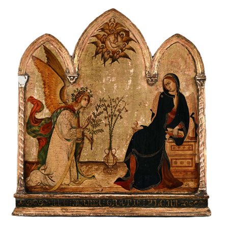 Pittore toscano del XIX secolo Annunciazione - Ave Maria Gratia Plena oro e...