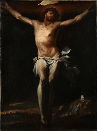 Pittore austriaco, inizi del XVIII secolo Cristo crocifisso olio su tela cm...