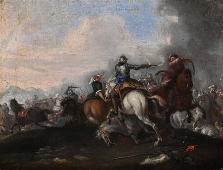 Giovanni Luigi Rocco, attivo all'inizio del sec. XVIII Scontro di cavalieri...