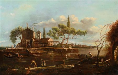 Scuola veneta, fine del XVIII secolo L'Isola della Madonnetta sulla Laguna di...