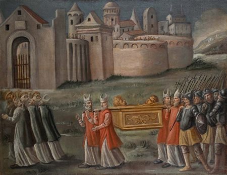 Pittore Toscano del XVIII secolo Processione dell'Arca dell'Alleanza olio su...