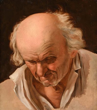 Pittore del XVII secolo Testa di vecchio olio su tela cm 34,5x31,5 - con...