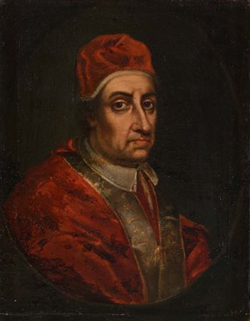 Scuola Romana del XVIII secolo Papa Clemente XI olio su tela cm 38 x 30 - con...