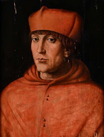 Pittore Raffaellesco del XVI secolo Ritratto di Prelato Olio su tavola cm...