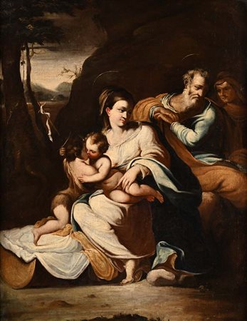 Pittore emiliano del XVII secolo Sacra Famiglia con san Giovannino e...